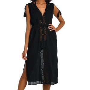 La Blanca Island Fare Tie Front Mid Length Dress Coverup - Sz L